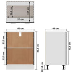HKH Armário Inferior em Carvalho - 60x46x81,5 Cm - Preto
