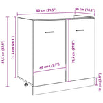 HKH Mueble bajo para lavabo en Roble - 80x46x81,5 cm - Negro