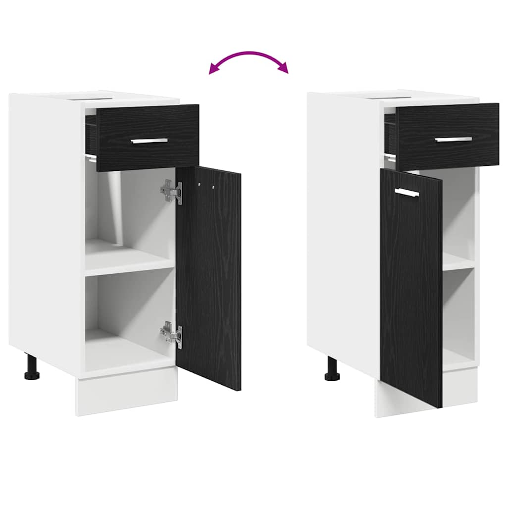 HKH Mueble bajo con cajón Riga en Roble - Negro