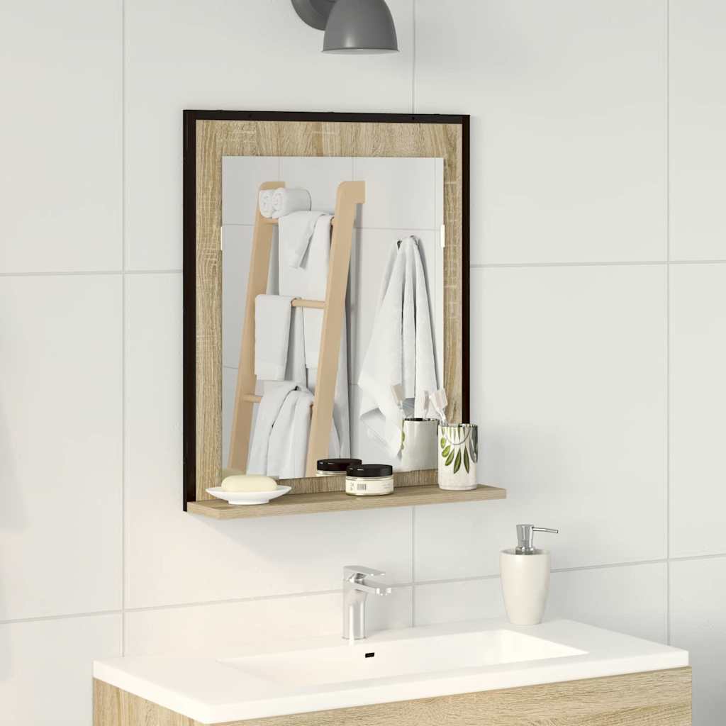 HKH Espejo de Baño con Estante - Negro