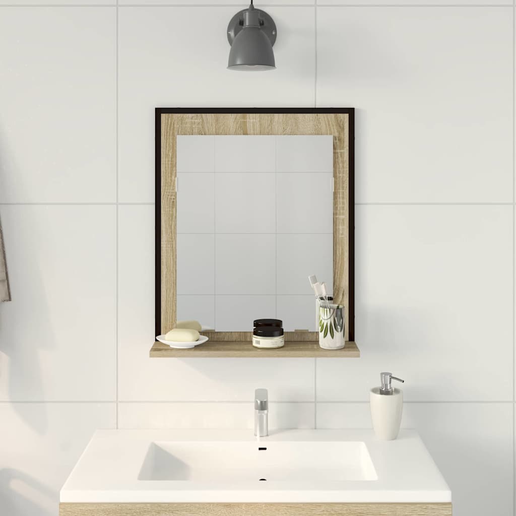 HKH Espejo de Baño con Estante - Negro