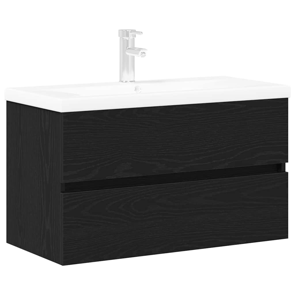 HKH Armario de Baño Suspendido de Roble - Negro