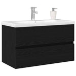 HKH Armario de Baño Suspendido de Roble - Negro
