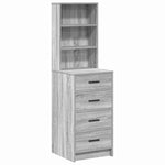 Aparador Alto HKH Sonoma Gris de Madera Procesada con 4 Cajones cm