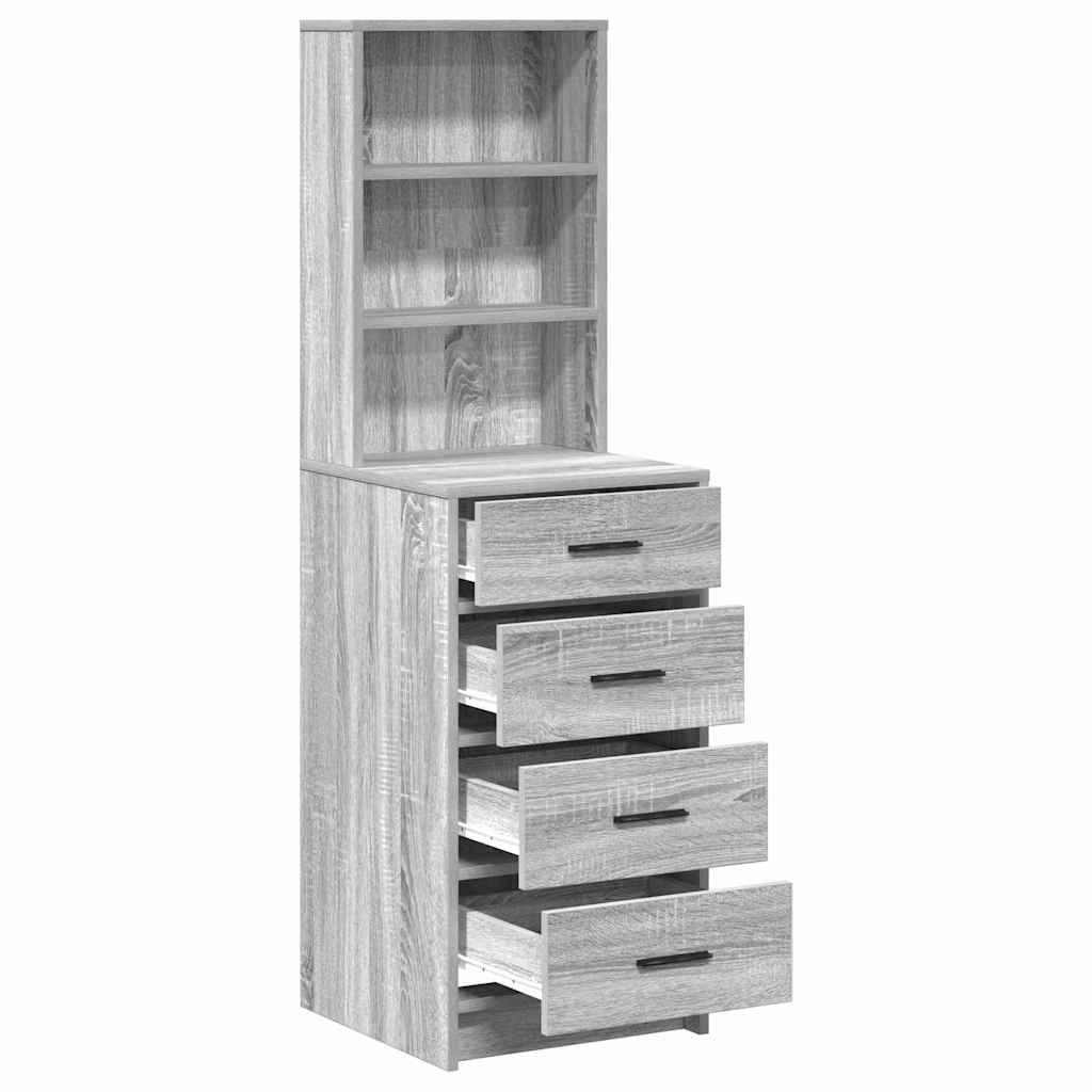 Aparador Alto HKH Sonoma Gris de Madera Procesada con 4 Cajones cm