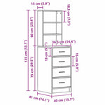 Aparador Alto HKH Sonoma Gris de Madera Procesada con 4 Cajones cm
