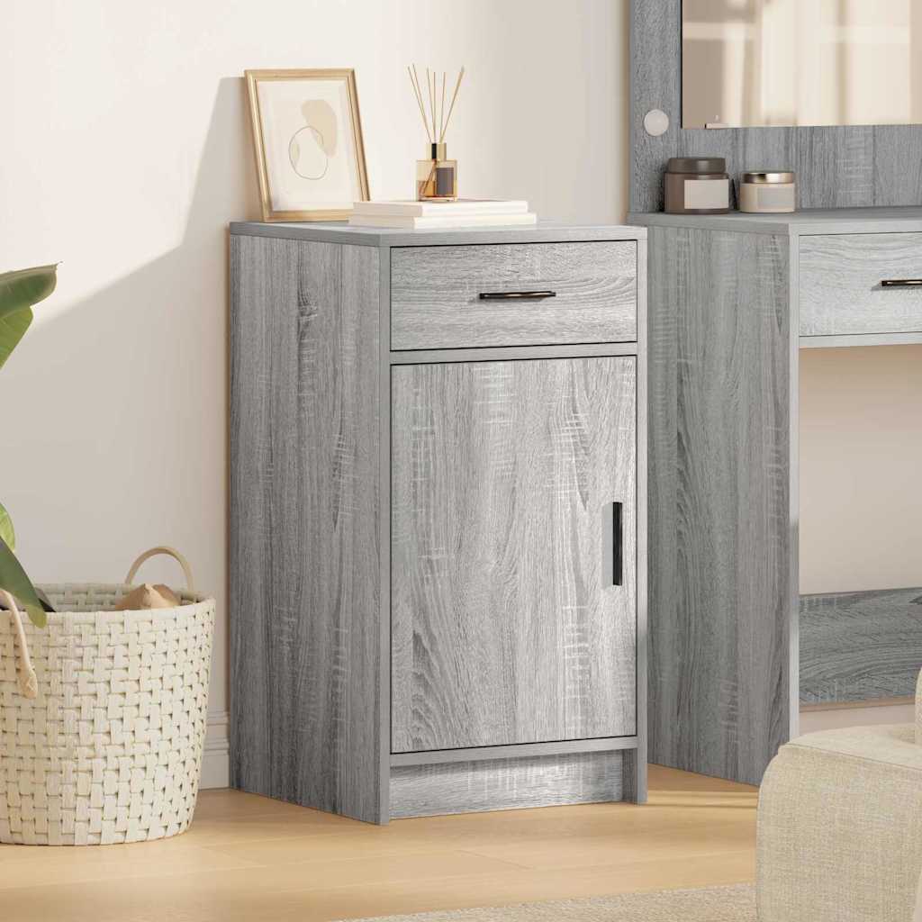 HKH Aparador Gris Sonoma Moderno de Madera Procesada con 1 Puerta y 1 Cajón