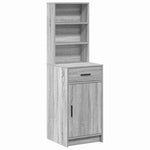 HKH Aparador Gris Sonoma Alto de Madera Procesada con 1 Puerta y 1 Cajón
