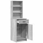 HKH Aparador Gris Sonoma Alto de Madera Procesada con 1 Puerta y 1 Cajón