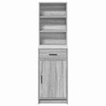 HKH Aparador Gris Sonoma Alto de Madera Procesada con 1 Puerta y 1 Cajón