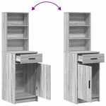 HKH Aparador Gris Sonoma Alto de Madera Procesada con 1 Puerta y 1 Cajón