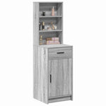HKH Aparador Gris Sonoma Alto de Madera Procesada con 1 Puerta y 1 Cajón