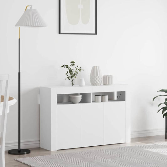 HKH Aparador Branco Moderno em Madeira Processada com Luzes Led