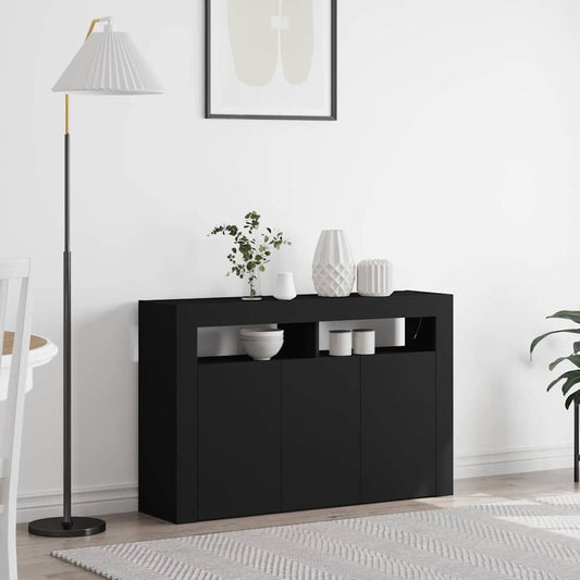 HKH Aparador Preto Moderno em Madeira Processada com Luzes Led