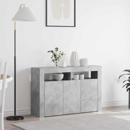 HKH Aparador Cinzento Moderno em Madeira Processada com Luzes Led