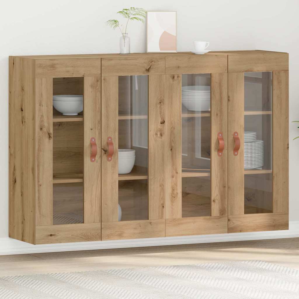 HKH Armarios de Pared 2 Piezas Moderno de Madera Procesada con 4 Puertas - Roble Artesanal