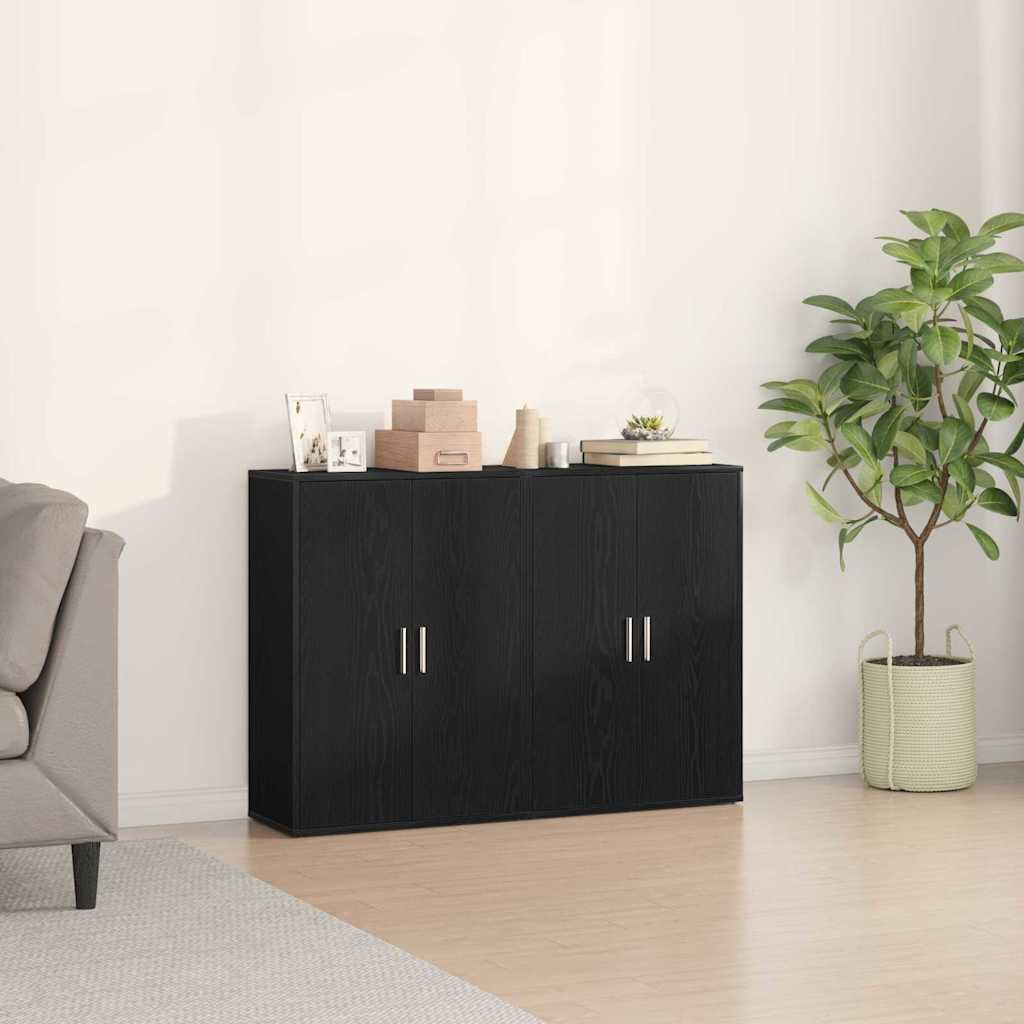 HKH Aparador Moderno de 2 Piezas de Madera Procesada con 4 Puertas - Roble Negro