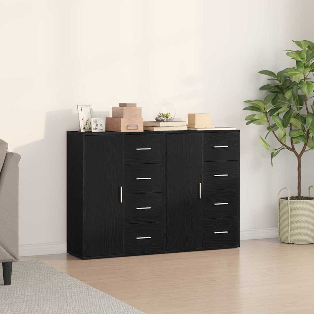 HKH Aparador Moderno de 2 Piezas de Madera Procesada con 2 Puertas y 8 Cajones - Roble Negro