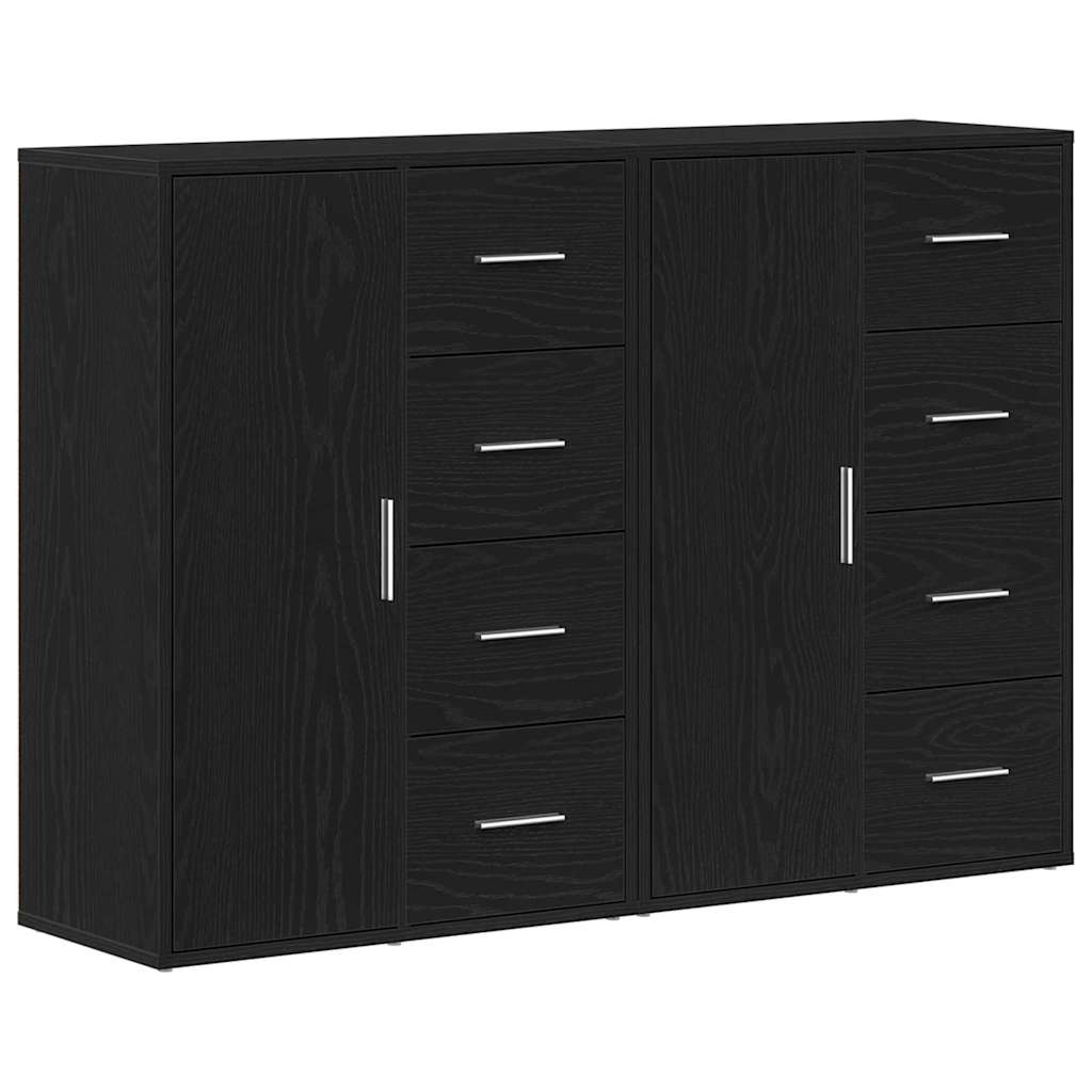 HKH Aparador Moderno de 2 Piezas de Madera Procesada con 2 Puertas y 8 Cajones - Roble Negro