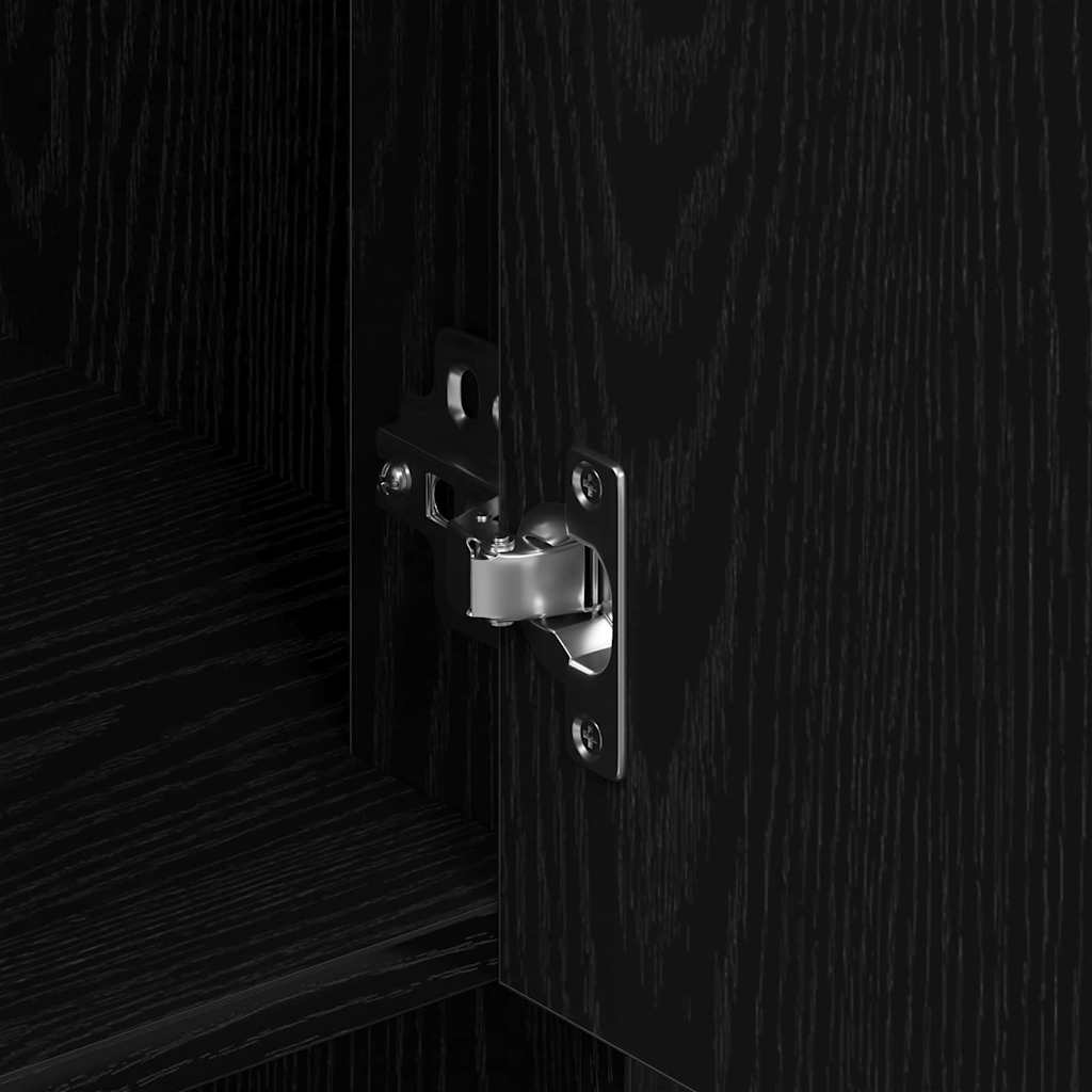 Aparador alto HKH de madera procesada con 4 puertas - Roble negro