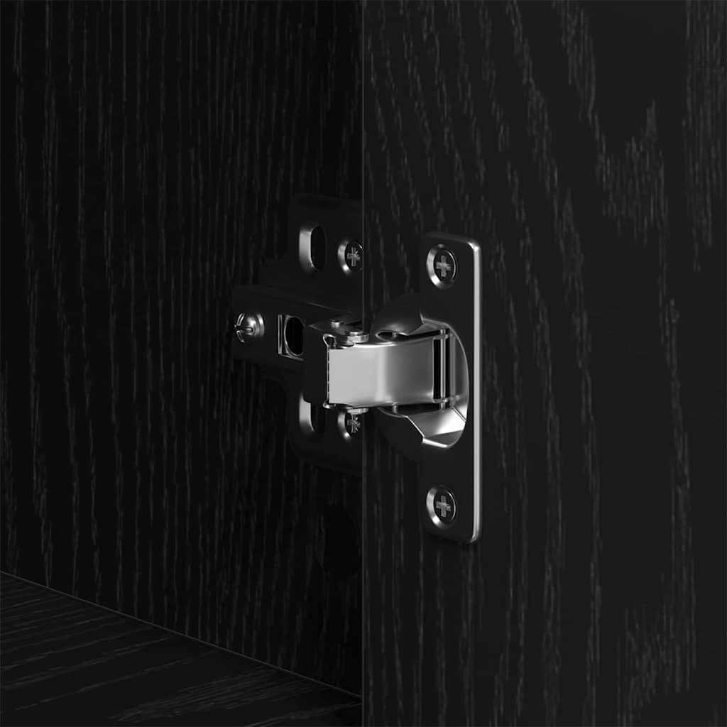 Aparador alto HKH de madera procesada con 4 puertas - Roble negro
