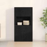 Aparador alto HKH de madera procesada con 4 puertas - Roble negro