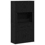 Aparador alto HKH de madera procesada con 4 puertas - Roble negro