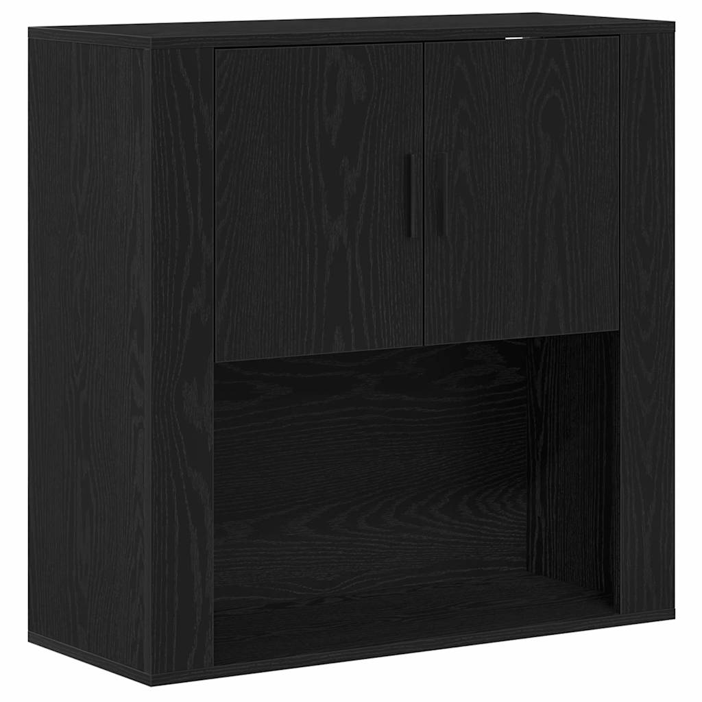 Aparador alto HKH de madera procesada con 4 puertas - Roble negro