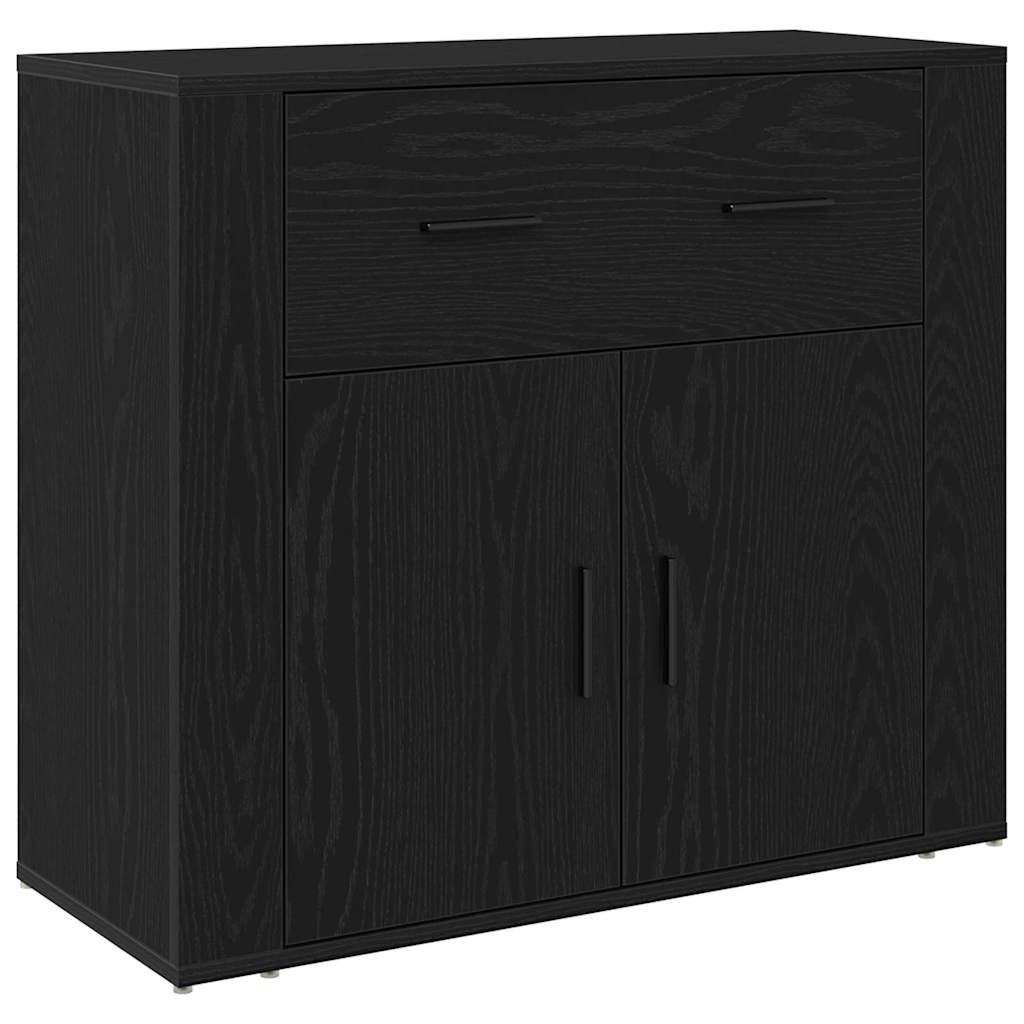 Aparador alto HKH de madera procesada con 4 puertas - Roble negro
