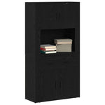 Aparador alto HKH de madera procesada con 4 puertas - Roble negro