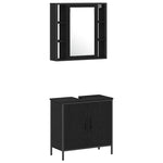 HKH Móveis de Casa de Banho com Porta 3 Peças - Preto