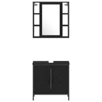 HKH Móveis de Casa de Banho com Porta 3 Peças - Preto