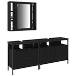 HKH Muebles de baño con puerta 3 piezas - Negro