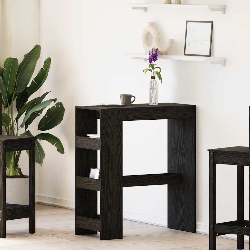 Mesa de bar HKH con estantes de madera de ingeniería - Roble negro