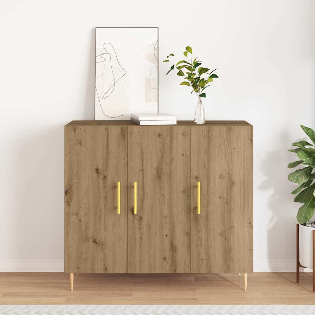 HKH Aparador Moderno de Madera Procesada con 3 Puertas - Roble Artesanal