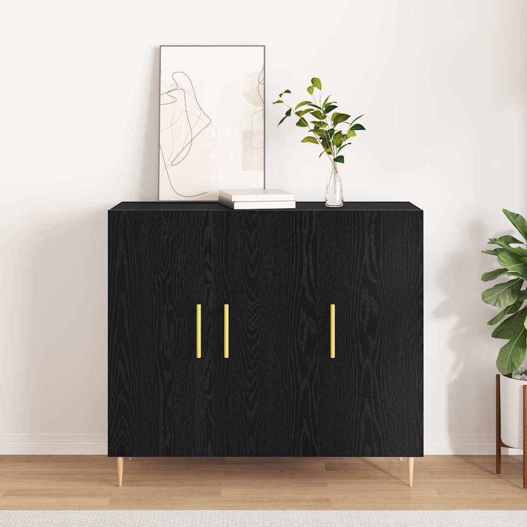 HKH Aparador Moderno de Madera Procesada con 3 Puertas - Roble Negro