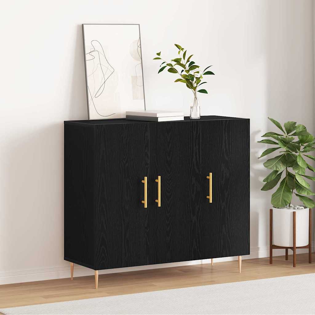HKH Aparador Moderno de Madera Procesada con 3 Puertas - Roble Negro