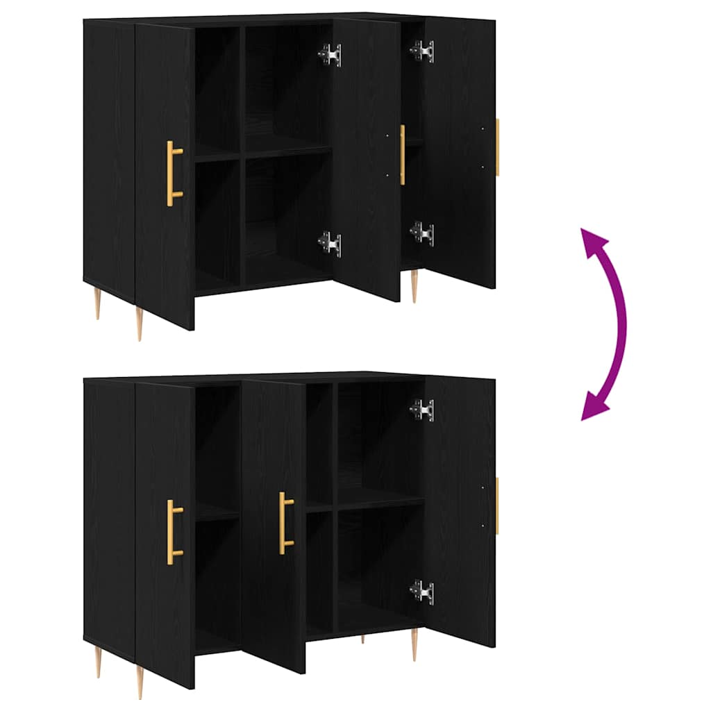 HKH Aparador Moderno de Madera Procesada con 3 Puertas - Roble Negro