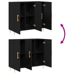 HKH Aparador Moderno de Madera Procesada con 3 Puertas - Roble Negro