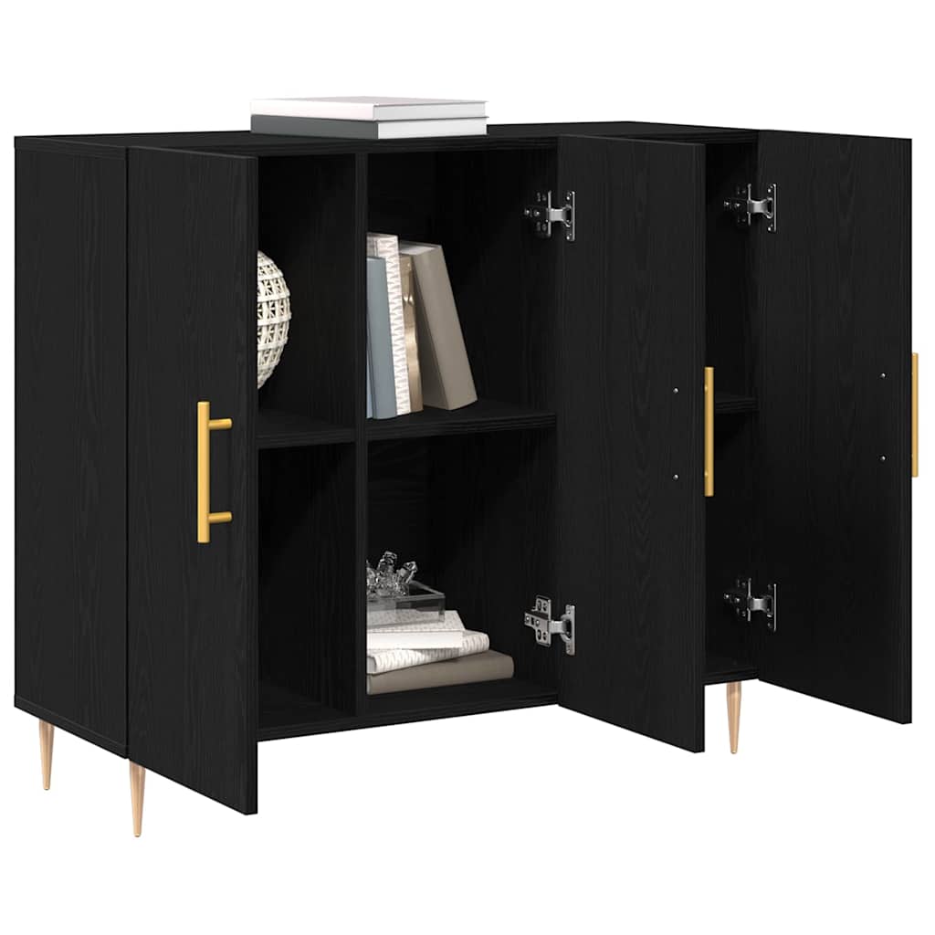 HKH Aparador Moderno de Madera Procesada con 3 Puertas - Roble Negro
