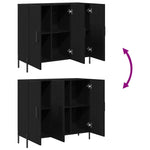 HKH Aparador Moderno de Madera Procesada con 3 Puertas - Roble Negro