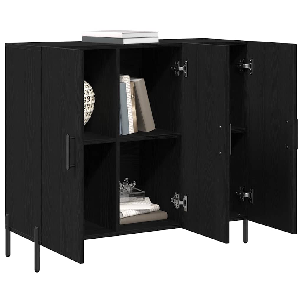 HKH Aparador Moderno de Madera Procesada con 3 Puertas - Roble Negro