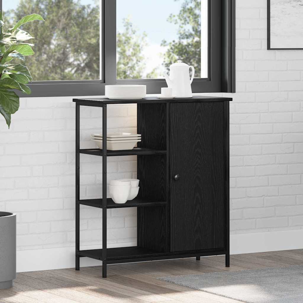 HKH Aparador Moderno en Madera Procesada, Metal con 1 Puerta - Roble Negro
