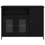 HKH Aparador Industrial em Madeira Processada, Metal com 3 Portas - Carvalho Preto