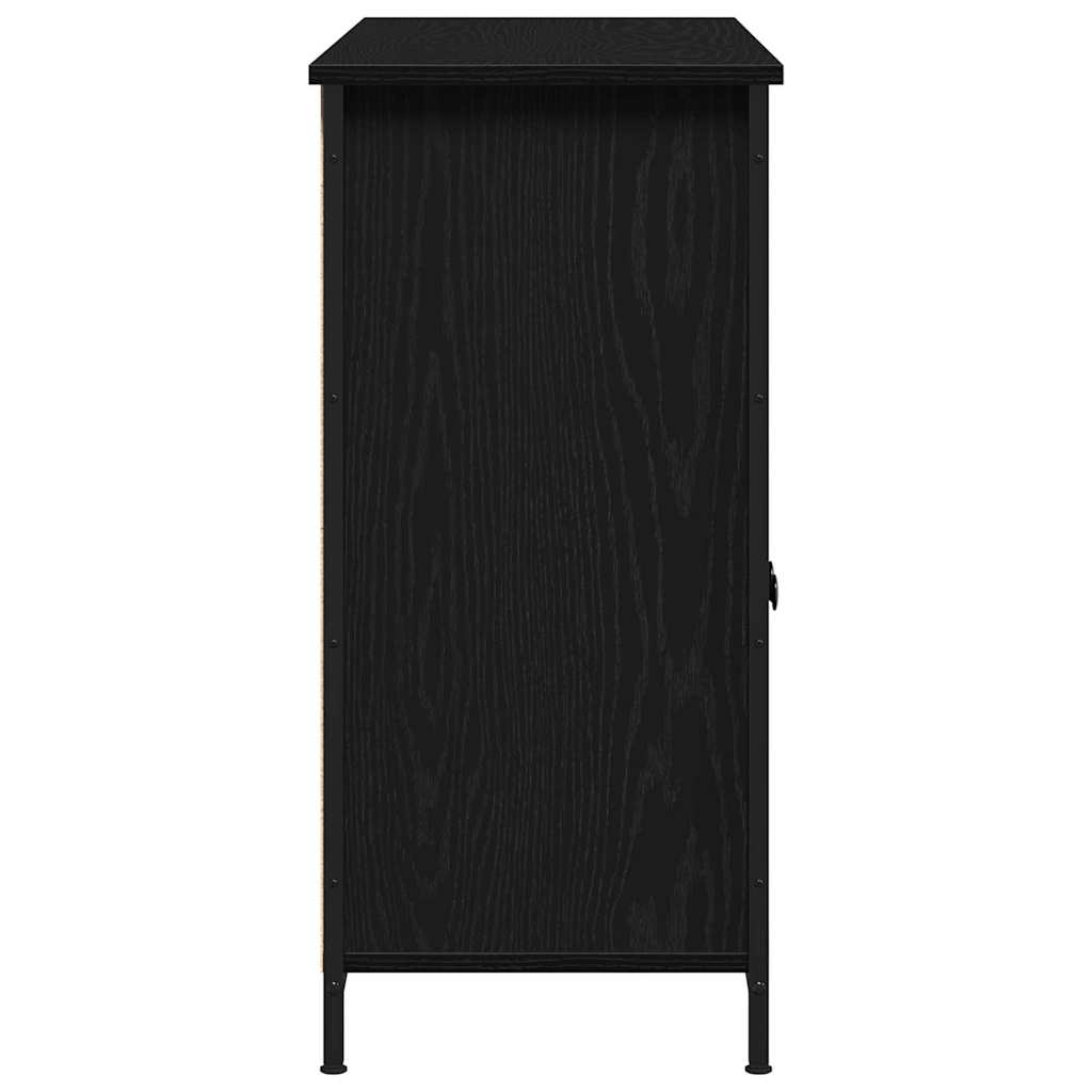 HKH Aparador Industrial em Madeira Processada, Metal com 3 Portas - Carvalho Preto