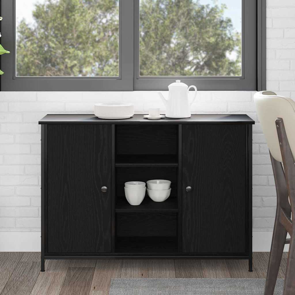 HKH Aparador Moderno de Madera Procesada y Metal con 2 Puertas - Roble Negro