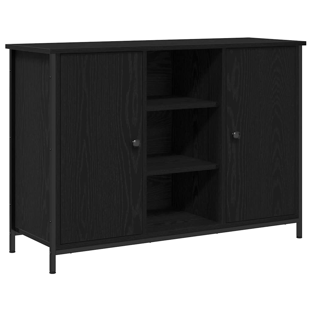 HKH Aparador Moderno de Madera Procesada y Metal con 2 Puertas - Roble Negro