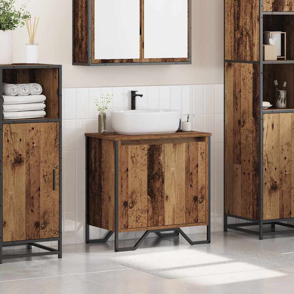 HKH Mueble de lavabo de baño de madera antigua