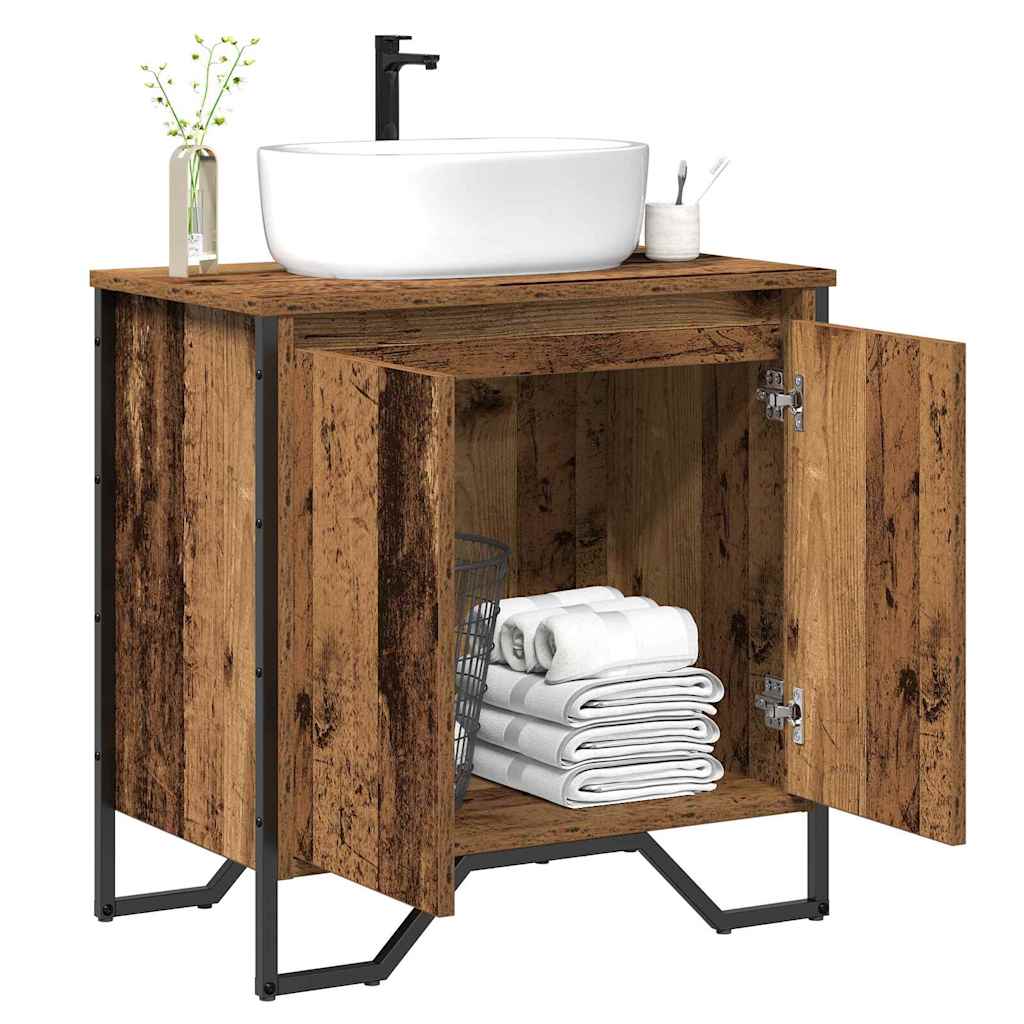 HKH Mueble de lavabo de baño de madera antigua