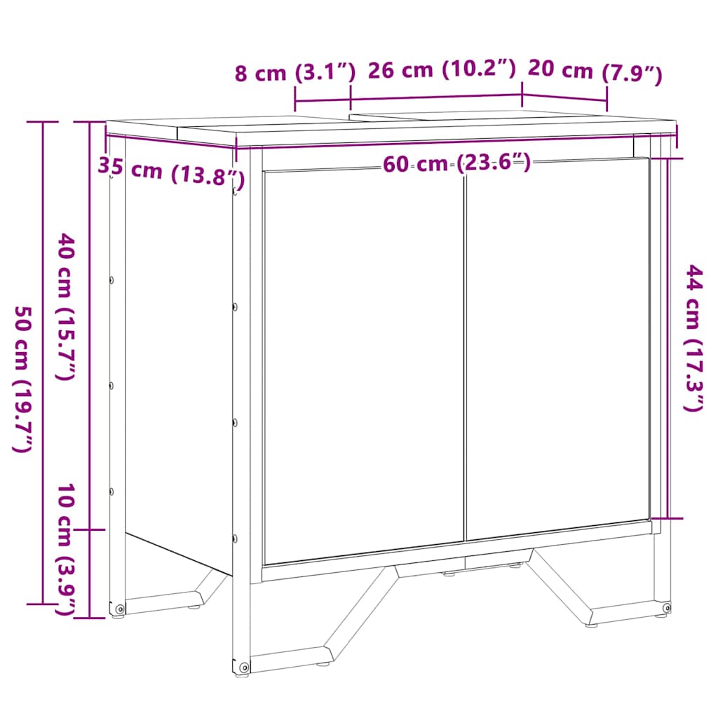 HKH Mueble de lavabo de baño de madera antigua